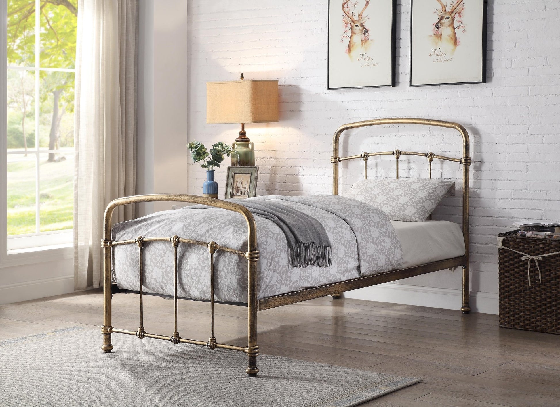 Mostyn Single Metal Bed - Antique Bronze or Shining Rose - Millie & Jones