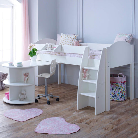 Noah & Eli Mid Sleeper Bed with Pull Out Desk & Storage - Millie & Jones