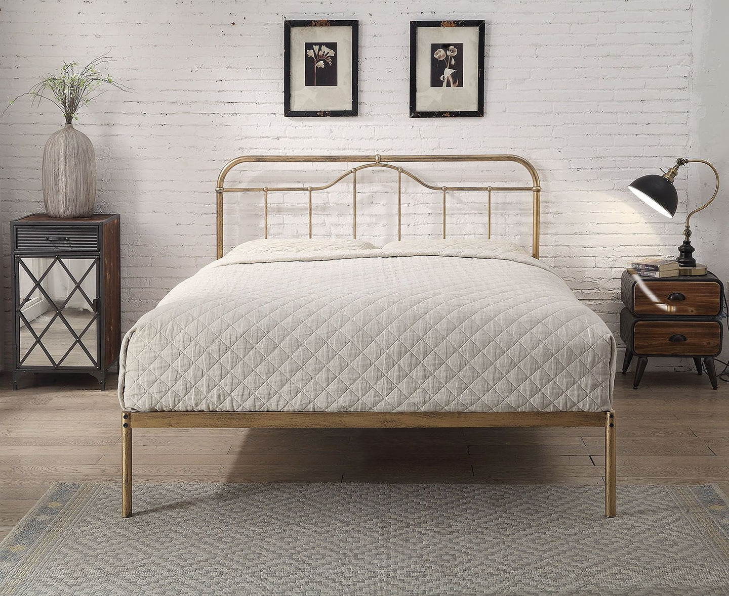 Oakenholt Double Metal Bed Frame - Black/Silver Finish or Antique Bronze - Millie & Jones