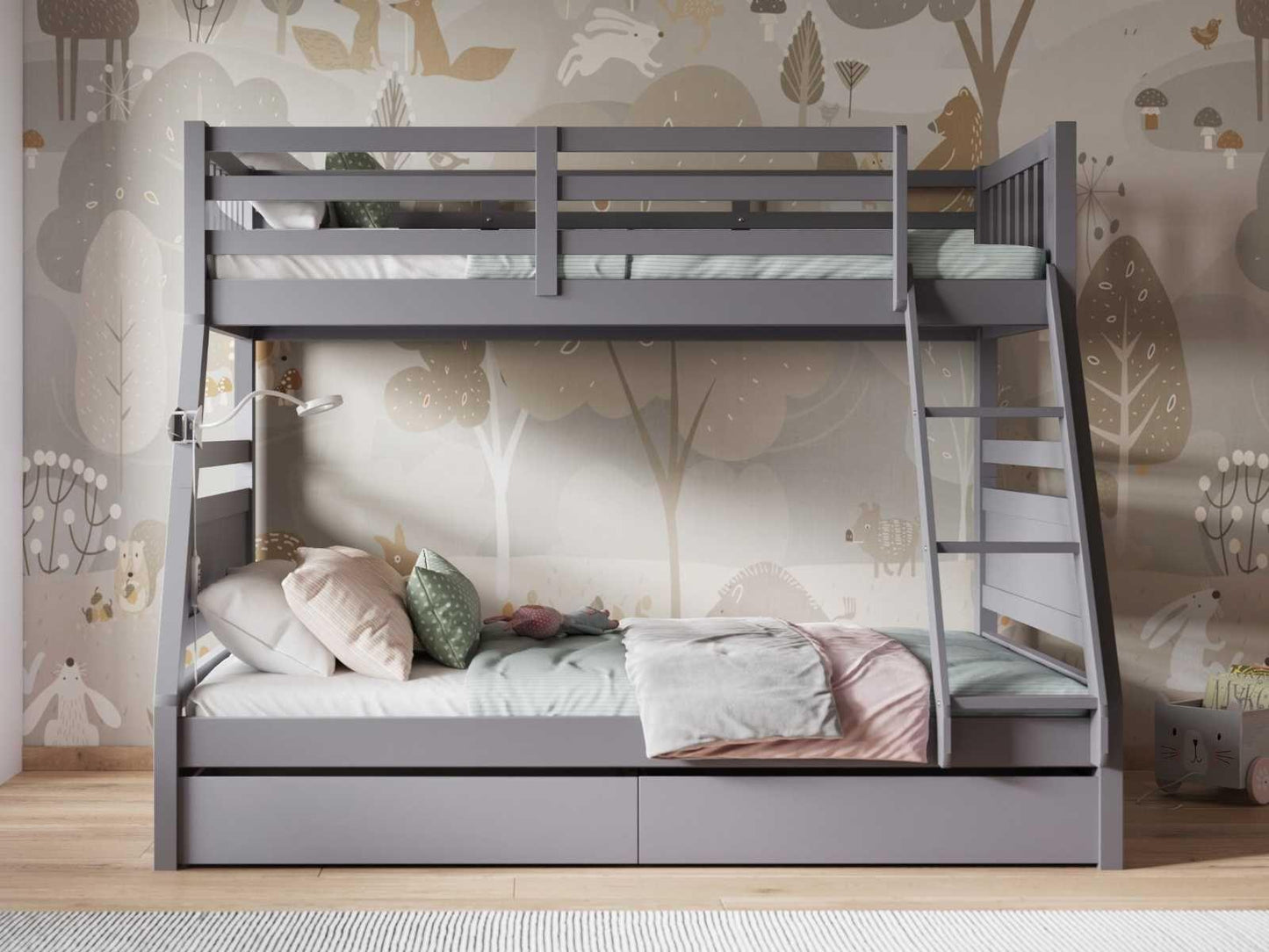 Ollie Triple Sleeper Bunk Bed Single over Double with Drawers - Millie & Jones