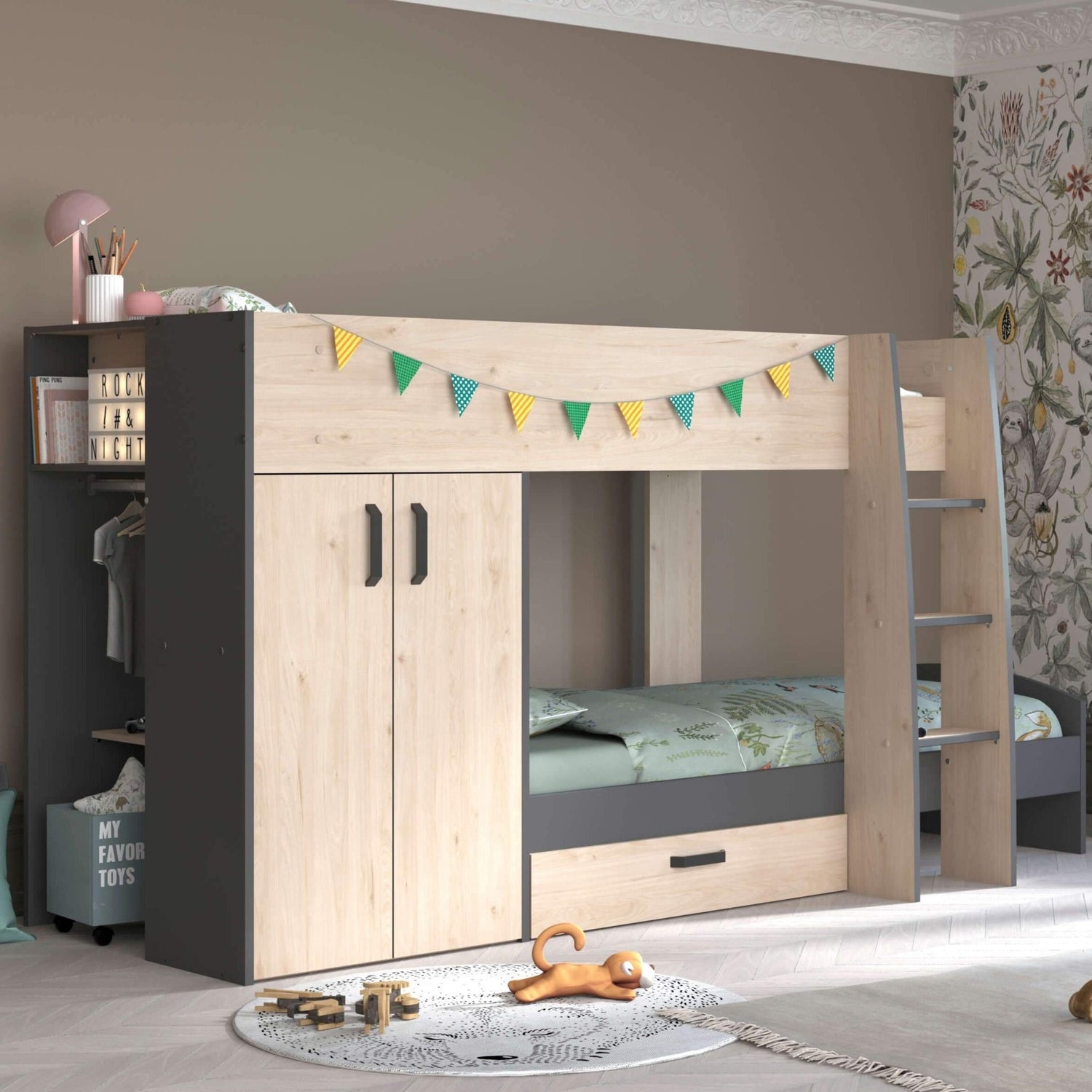 Parisot Stim - Bunk Bed - Drawers, Wardrobe & Shelves - Millie & Jones