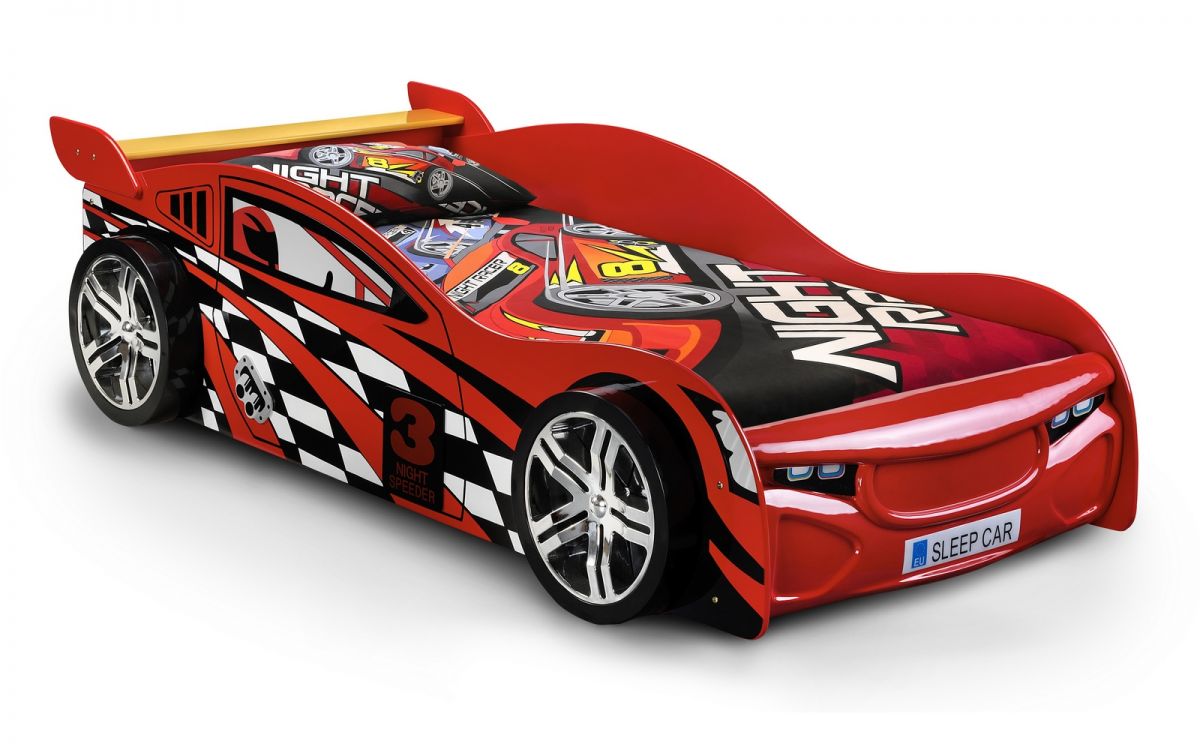 Red Scorpion Racer Bed with high gloss finish and racing car design.