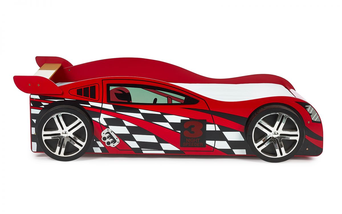 Red Scorpion Racer Bed with racing car design and high gloss finish.