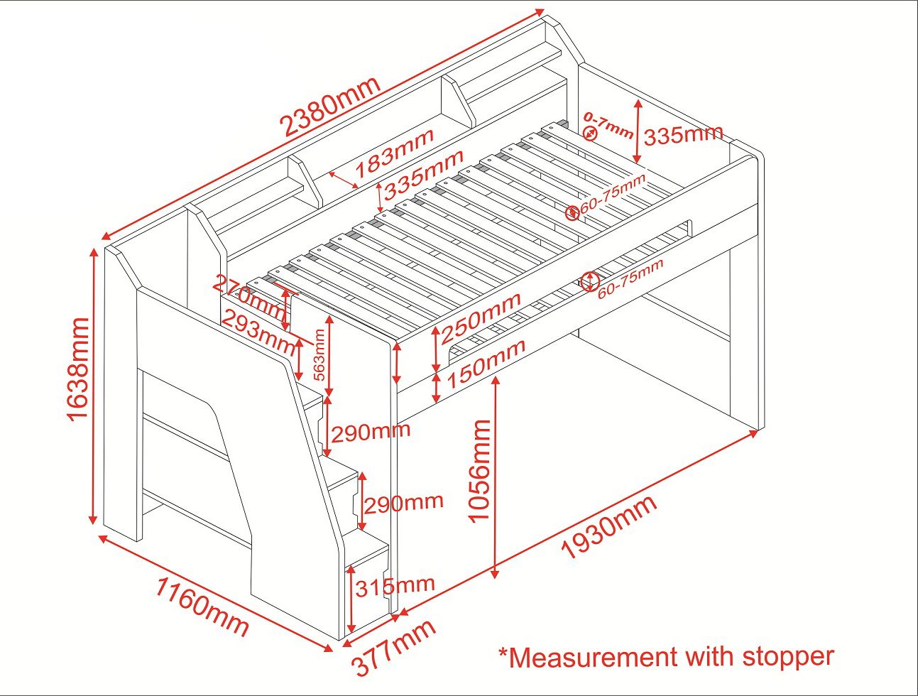 Stepaside Staircase High Sleeper Workstation