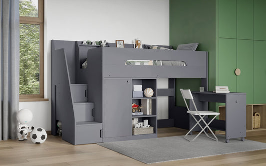 Stepaside Staircase High Sleeper Workstation - Millie & Jones