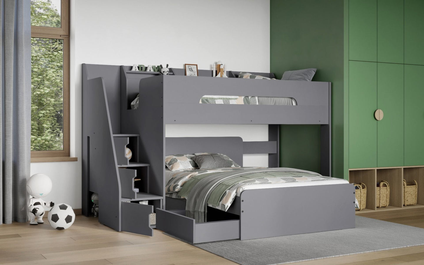 Stepaside Staircase L Shaped Triple Bunk Bed