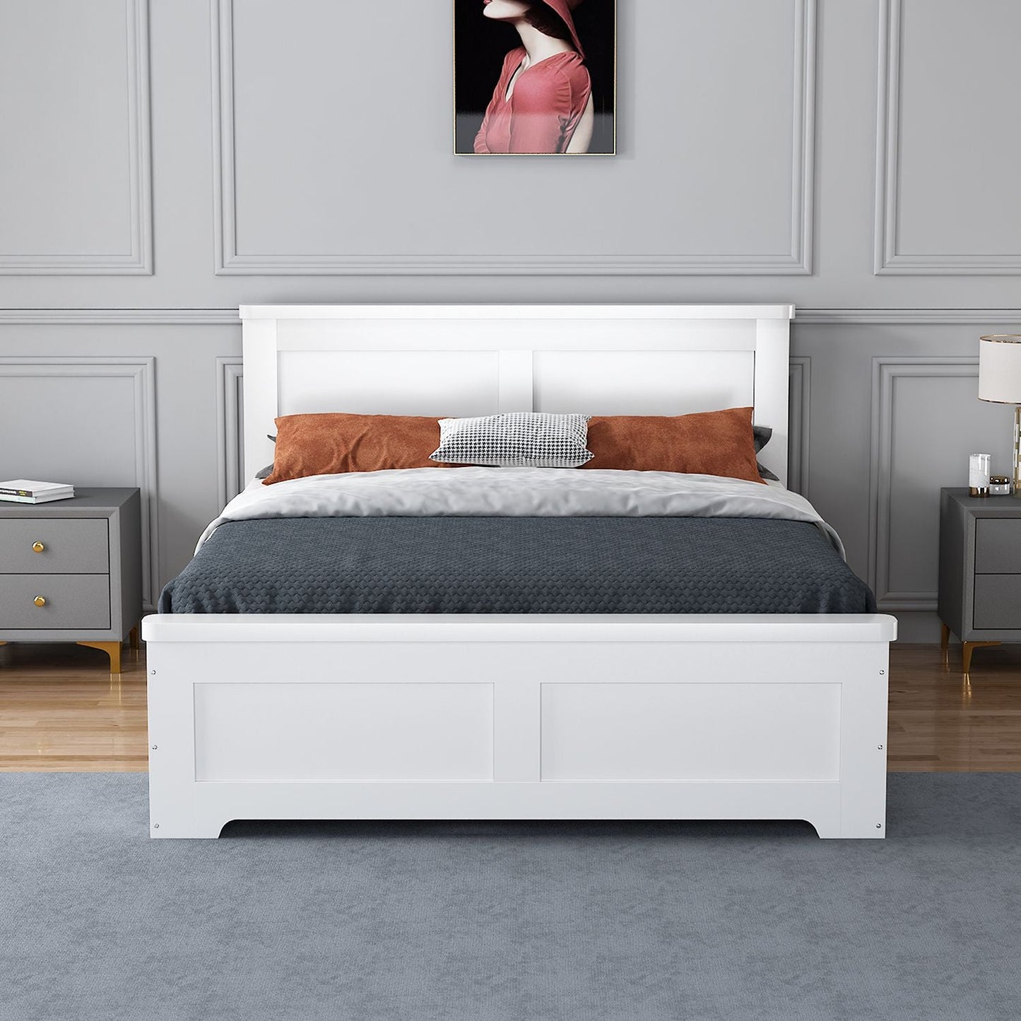 The Conway 4 Drawer Double Bed Frame - White or Grey - Millie & Jones