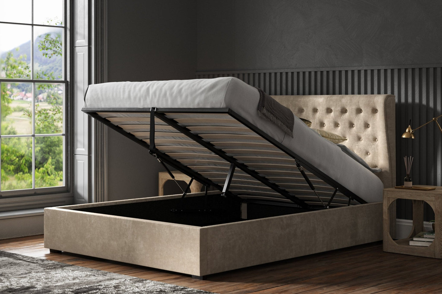 The Hampstead fabric Double ottoman bed - Millie & Jones