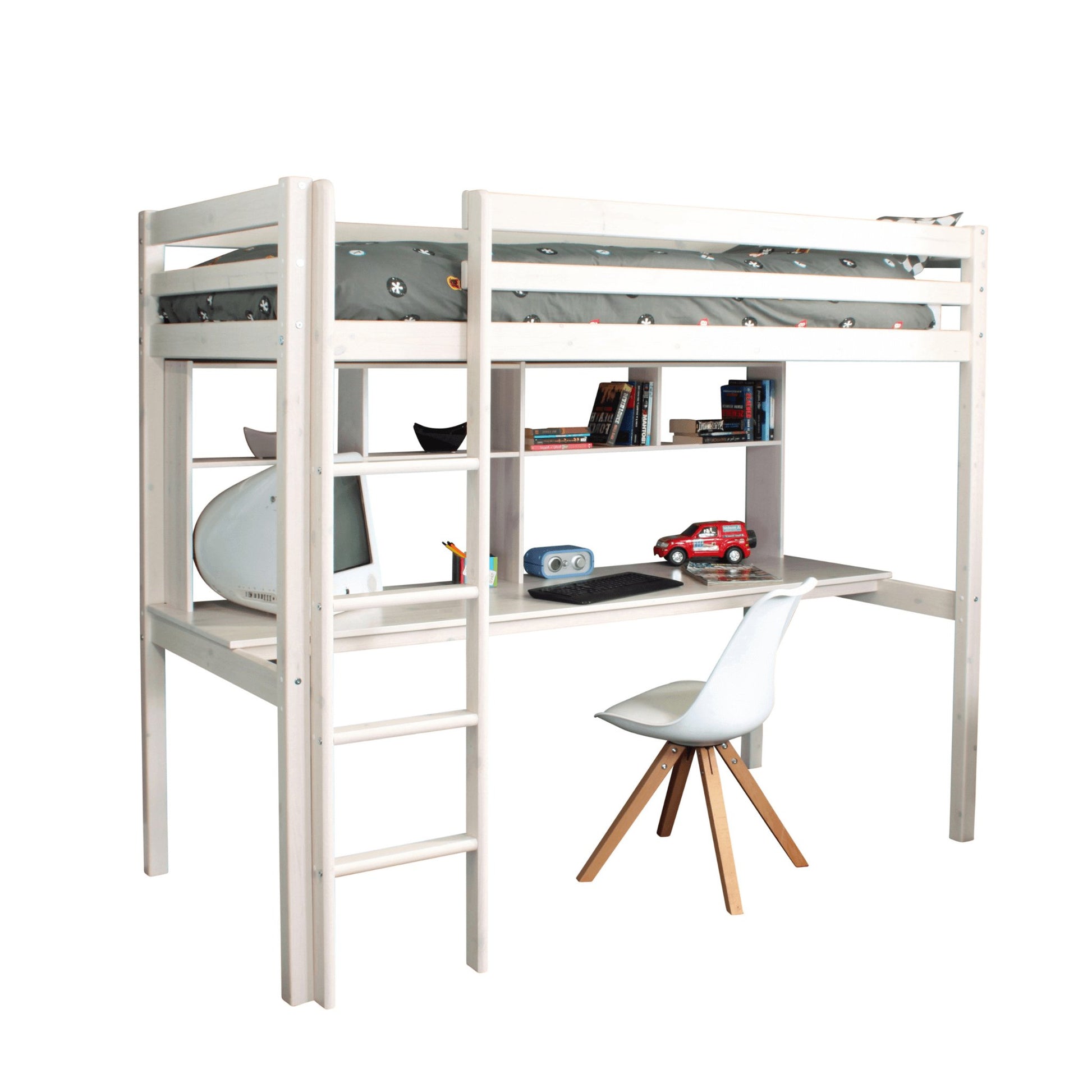 Thuka Hit - High Sleeper Loft Bed with Wide Desk & Shelves - Millie & Jones