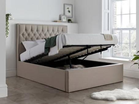 The Wilson Oatmeal Fabric Ottoman Bed