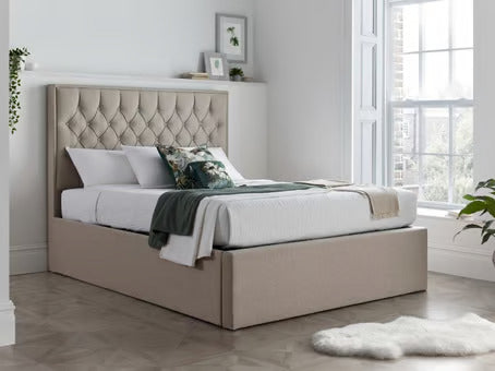 The Wilson Oatmeal Fabric Ottoman Bed - Millie & Jones